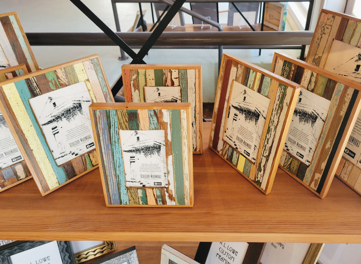 Reclaimed Wood Photo Frame in Stripes A. L. Lowe Custom Framing