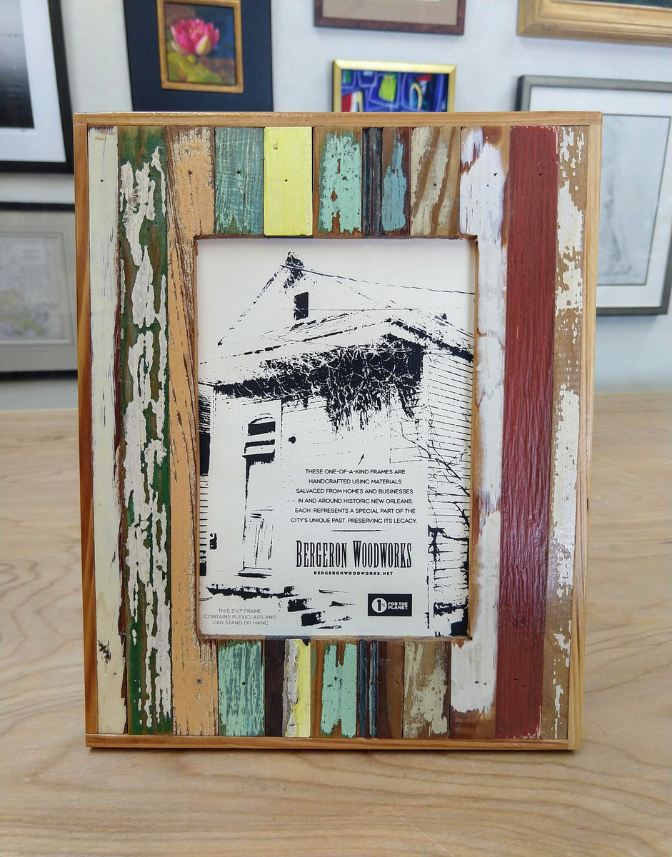 Reclaimed Wood Photo Frame in Stripes A. L. Lowe Custom Framing
