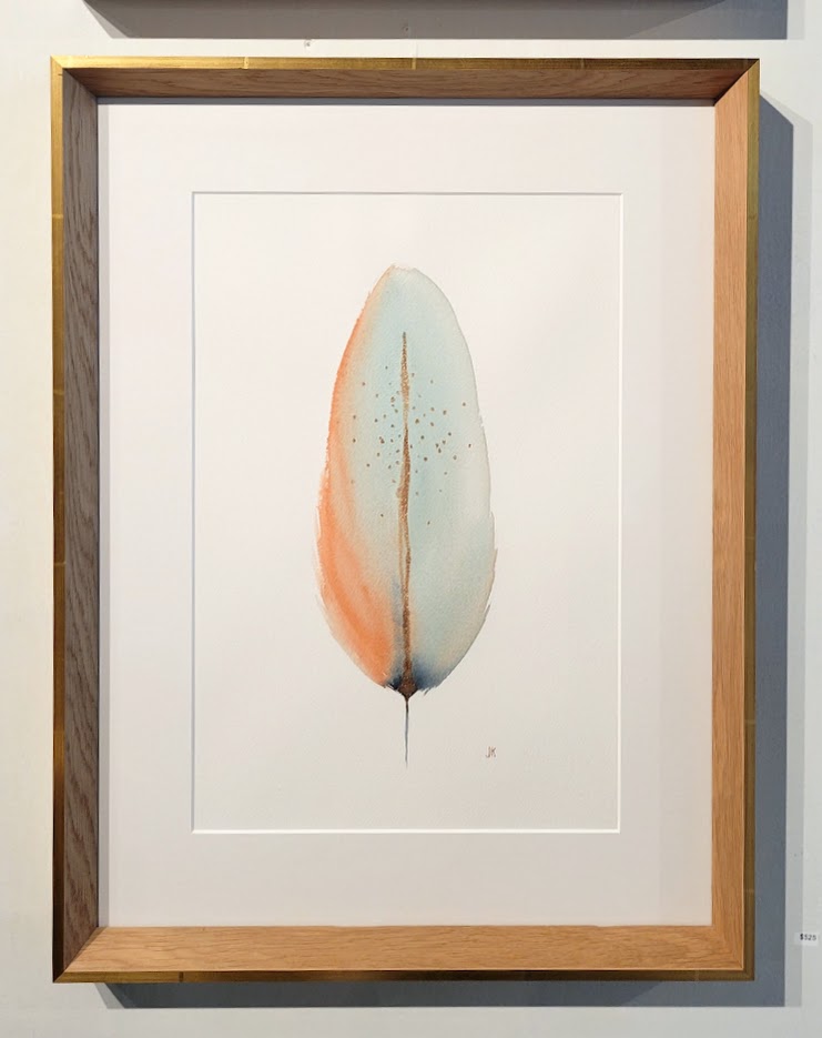 Framed Watercolor Feather Painting