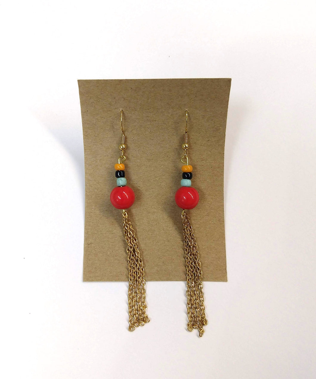 glass bead earrings in red